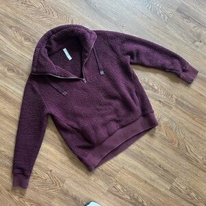 Athleta Burgundy Sherpa Pullover